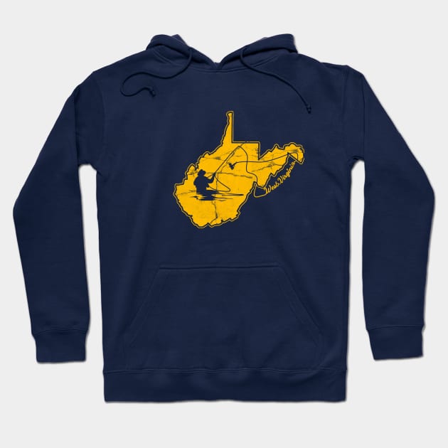 West Virginia Mountain Gold and Blue Fly Fishing Fish WV Hoodie by TeeCreations